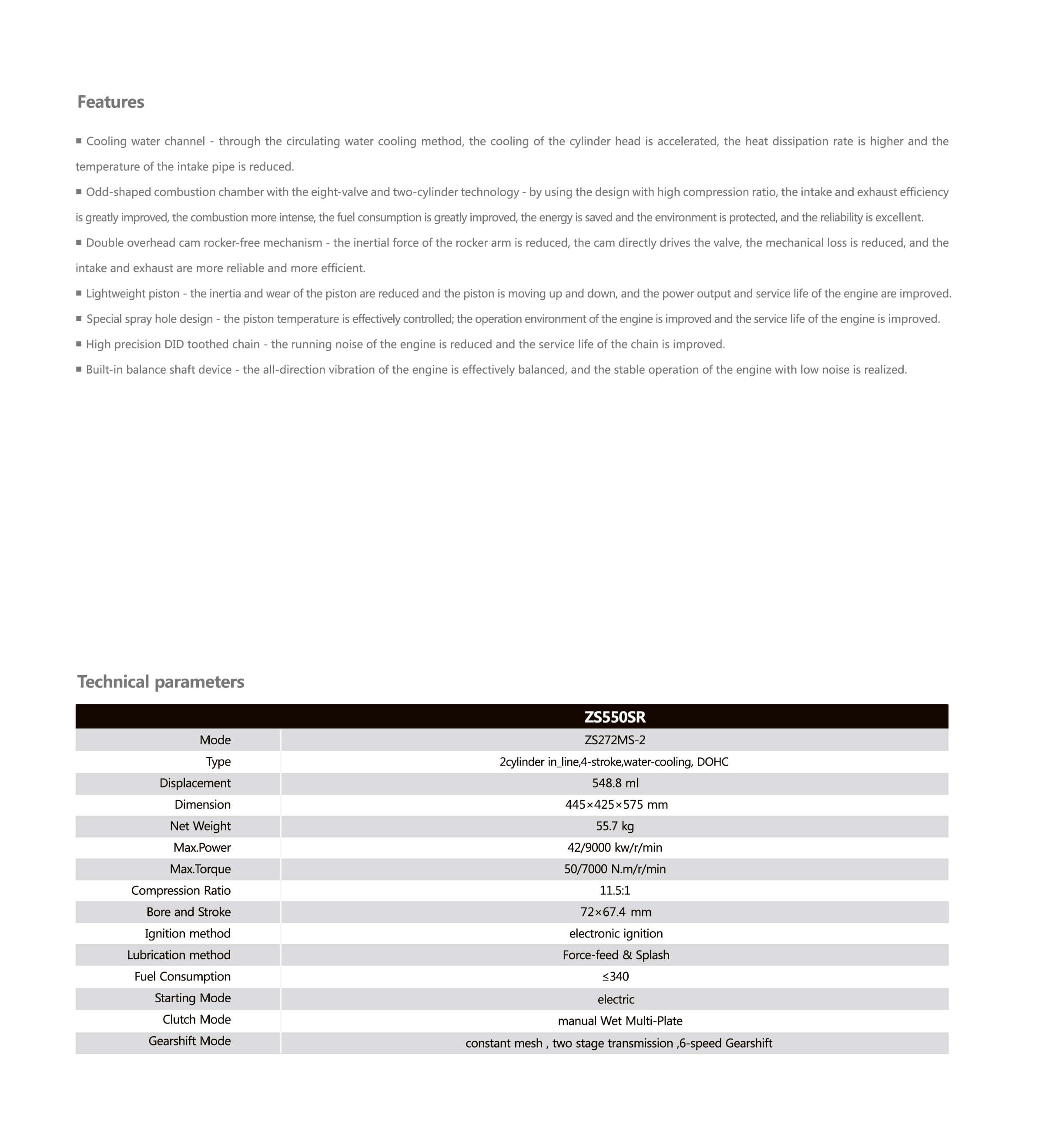 550-2 Dimensions and Performance